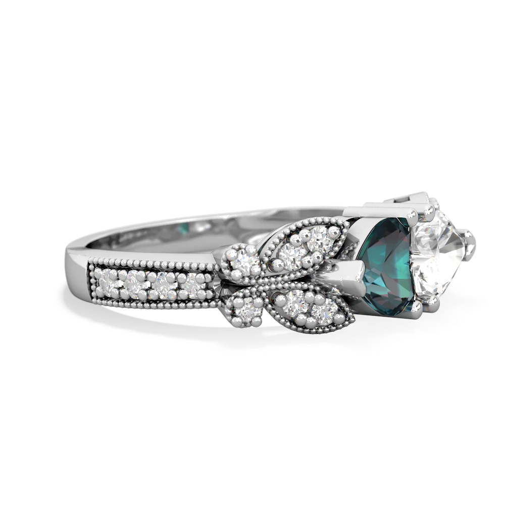 Alexandrite Diamond Butterflies 14K White Gold ring R5601