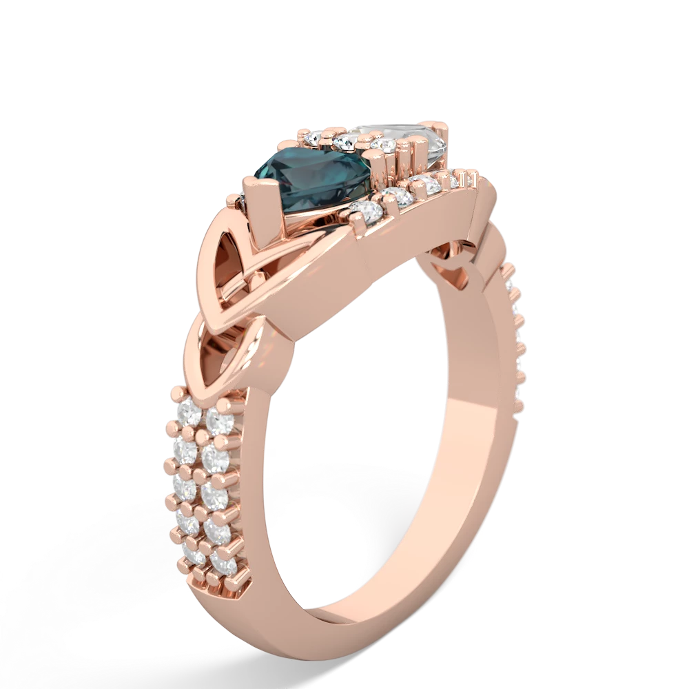 Alexandrite Sparkling Celtic Knot 14K Rose Gold ring R2645