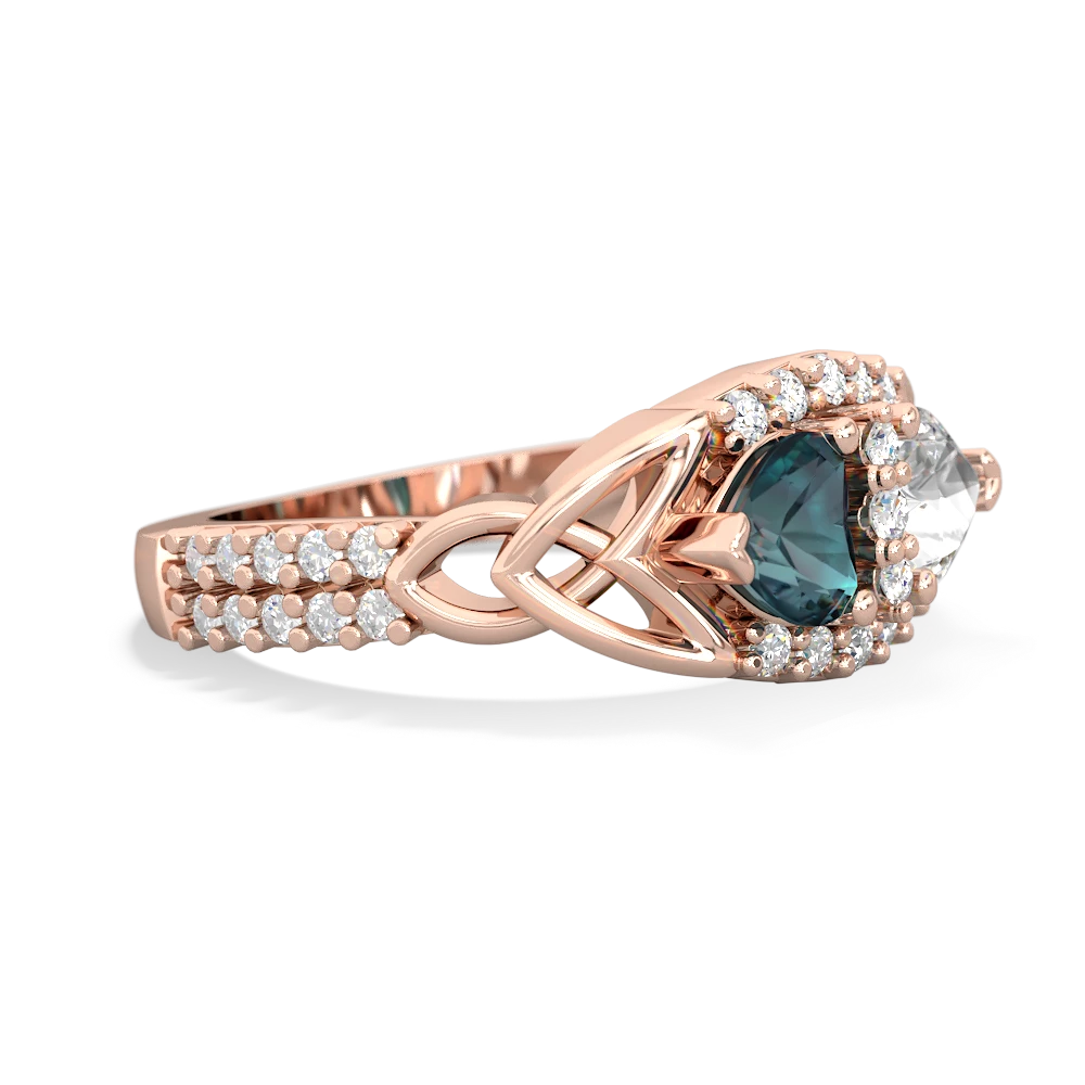 Alexandrite Sparkling Celtic Knot 14K Rose Gold ring R2645