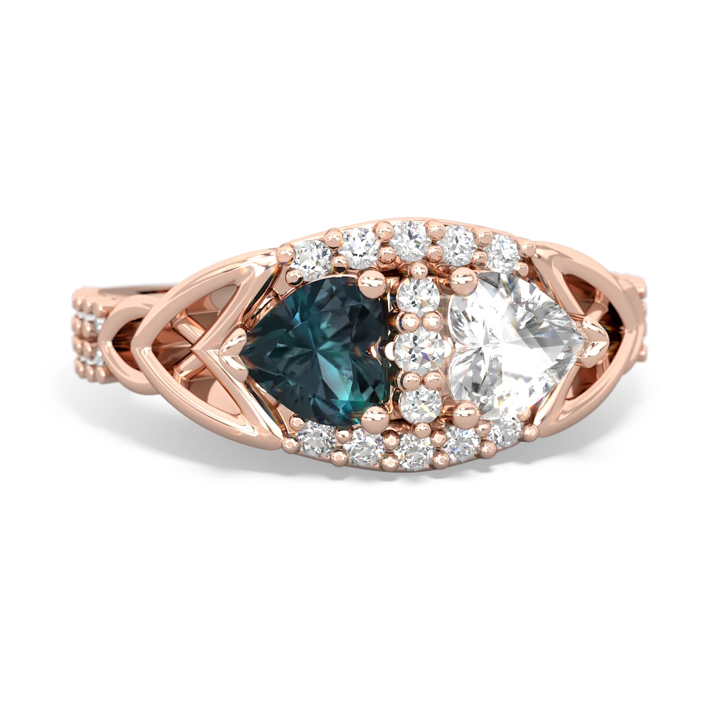 Alexandrite Sparkling Celtic Knot 14K Rose Gold ring R2645