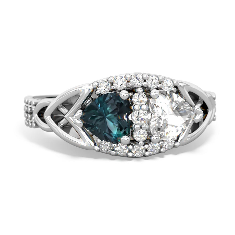 Alexandrite Sparkling Celtic Knot 14K White Gold ring R2645