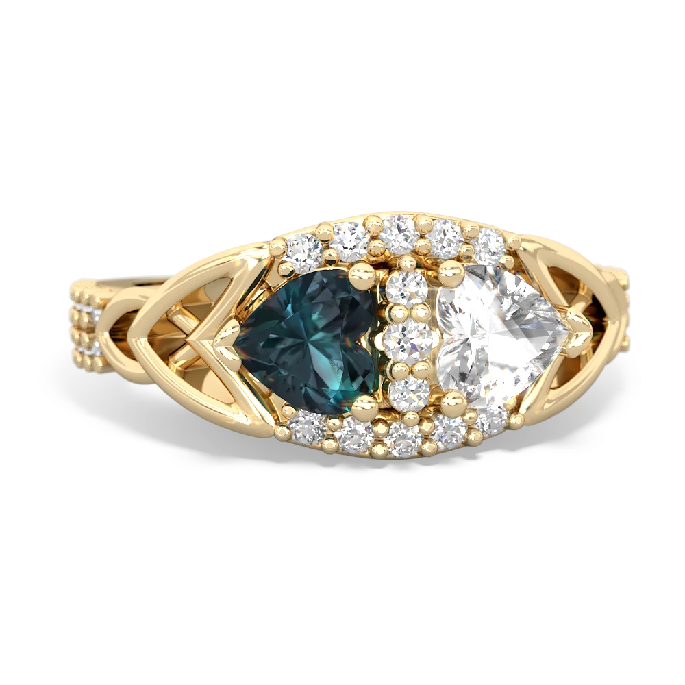 Alexandrite Sparkling Celtic Knot 14K Yellow Gold ring R2645