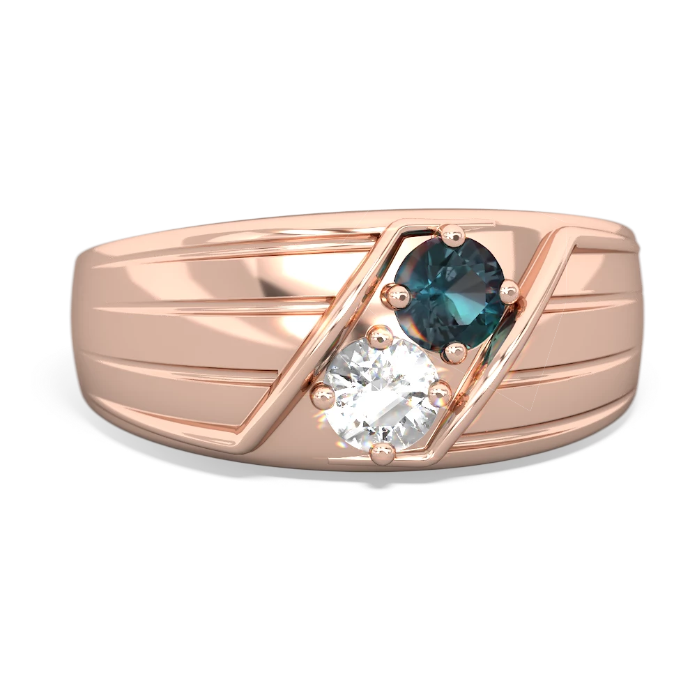 Alexandrite Men's Streamline 14K Rose Gold ring R0460