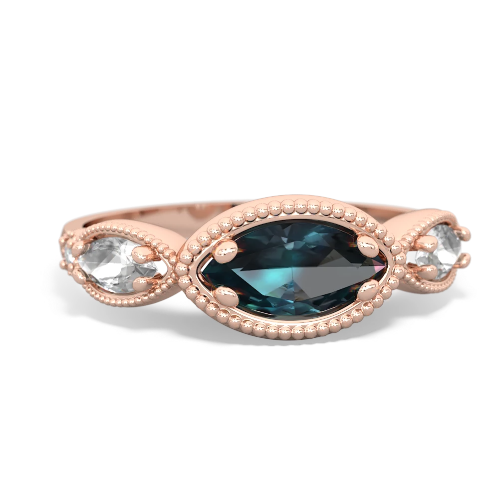 Alexandrite Milgrain Marquise 14K Rose Gold ring R5700