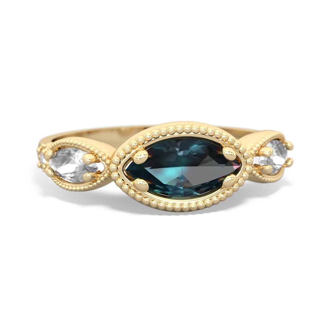 Alexandrite Milgrain Marquise 14K Yellow Gold ring R5700