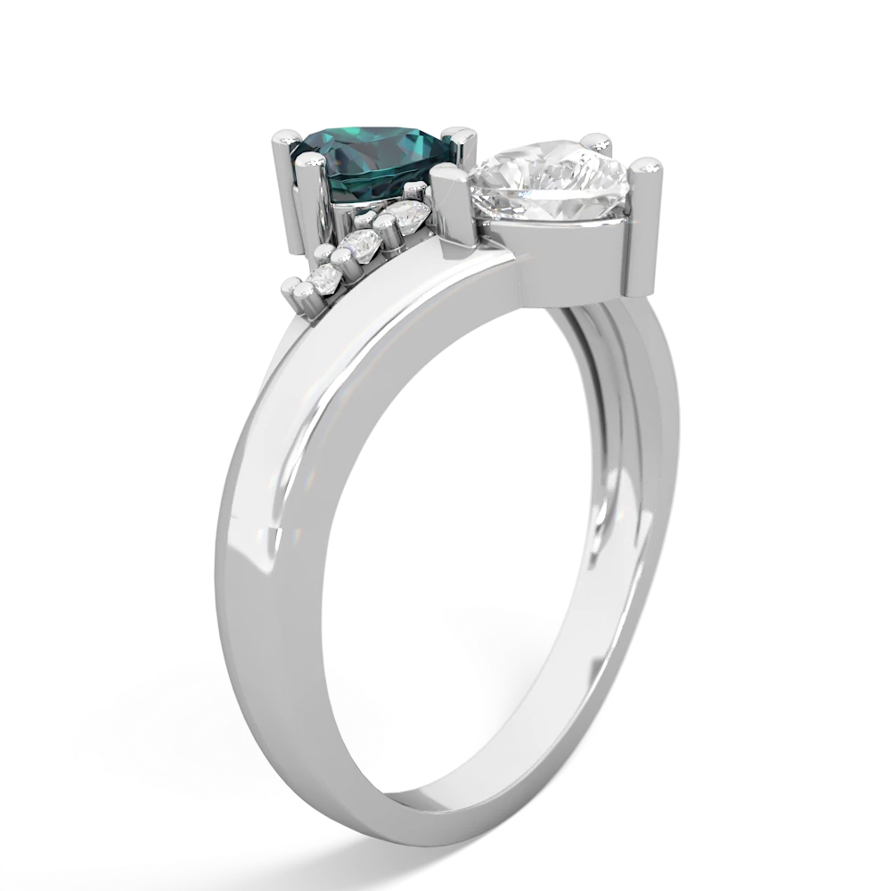 Alexandrite Heart To Heart 14K White Gold ring R2064