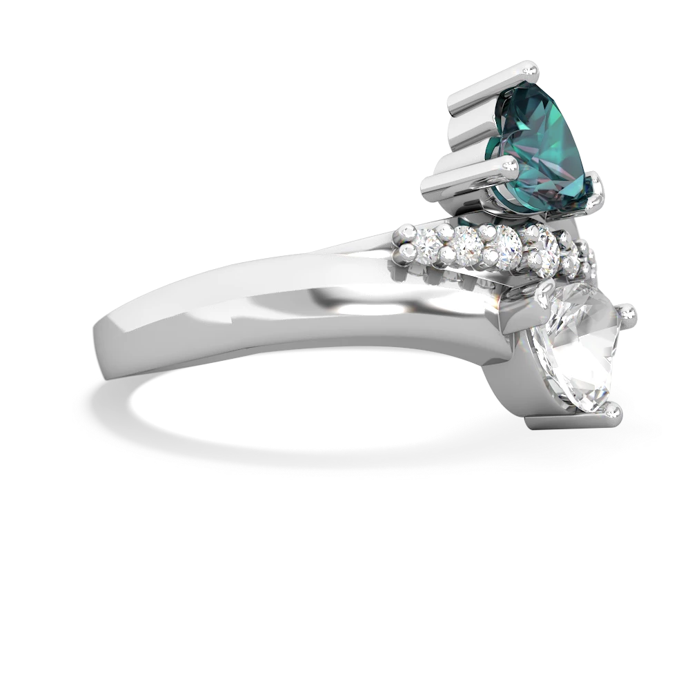 Alexandrite Heart To Heart 14K White Gold ring R2064