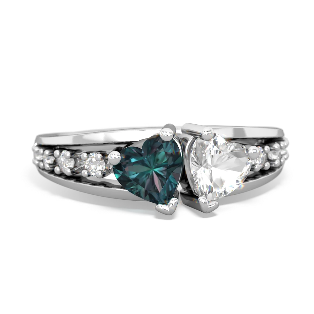 Alexandrite Heart To Heart 14K White Gold ring R3342