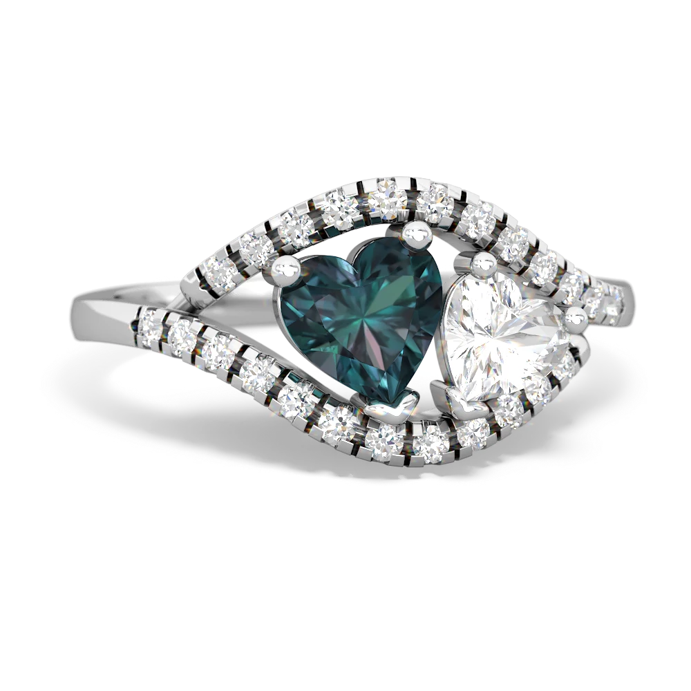 Alexandrite Mother And Child 14K White Gold ring R3010