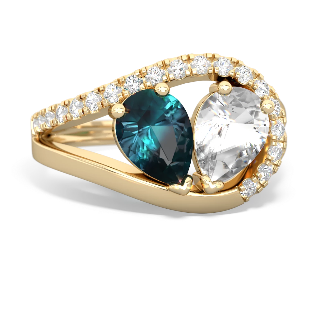 Alexandrite Nestled Heart Keepsake 14K Yellow Gold ring R5650