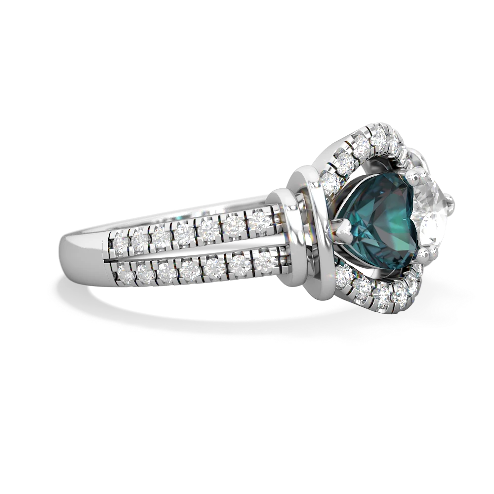 Alexandrite Art-Deco Keepsake 14K White Gold ring R5630