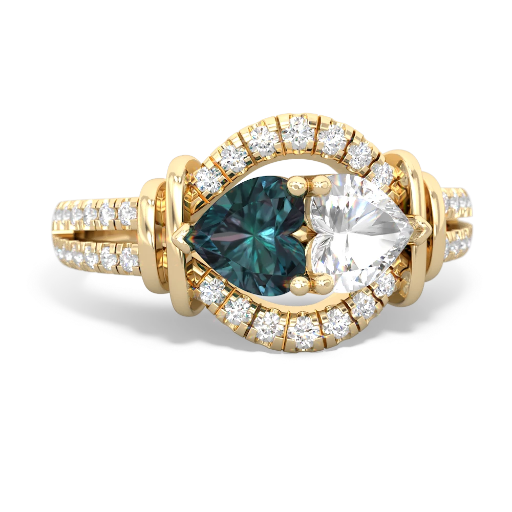 Alexandrite Art-Deco Keepsake 14K Yellow Gold ring R5630