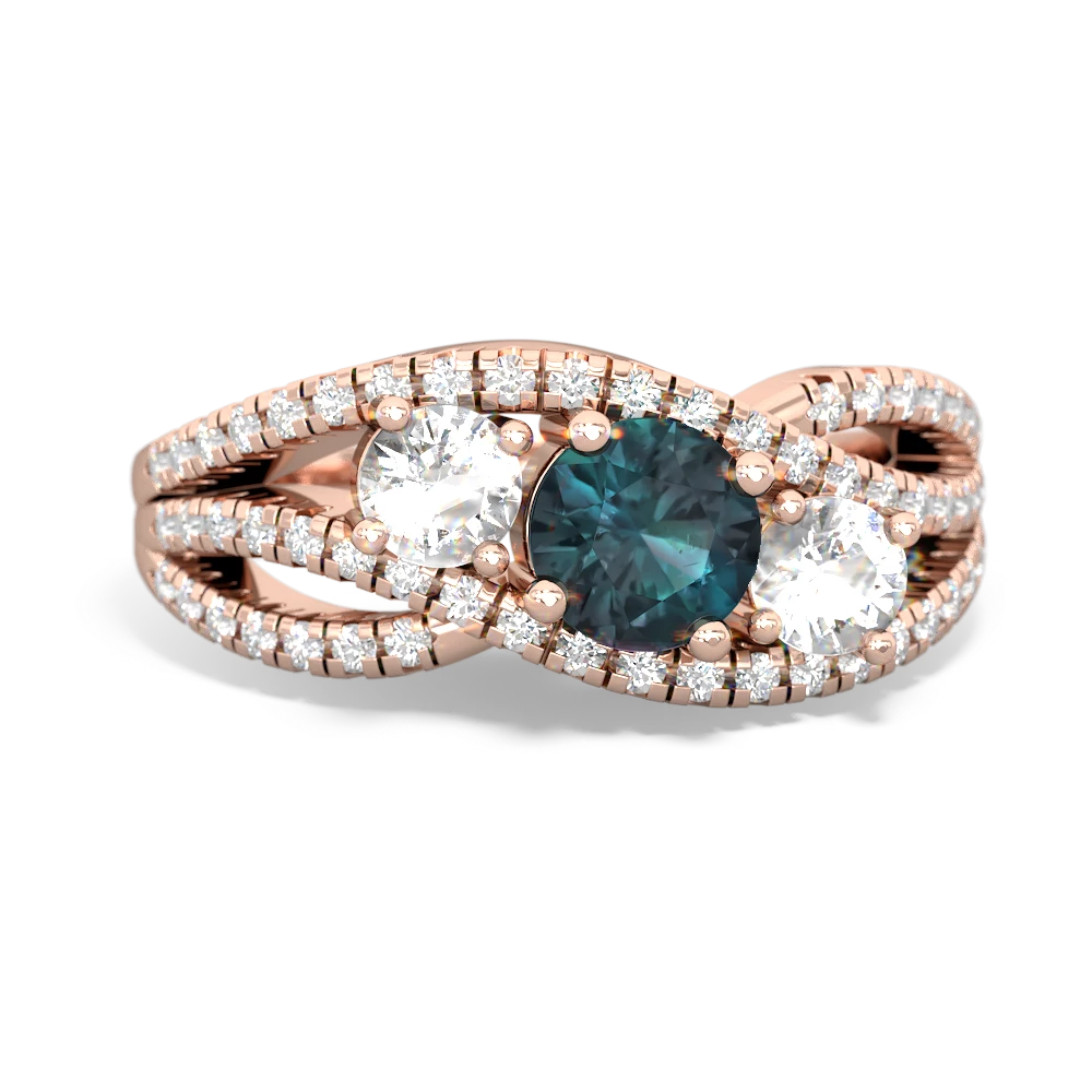 Alexandrite Three Stone Aurora 14K Rose Gold ring R3080