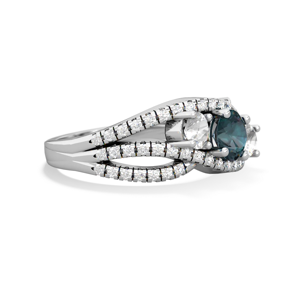 Alexandrite Three Stone Aurora 14K White Gold ring R3080