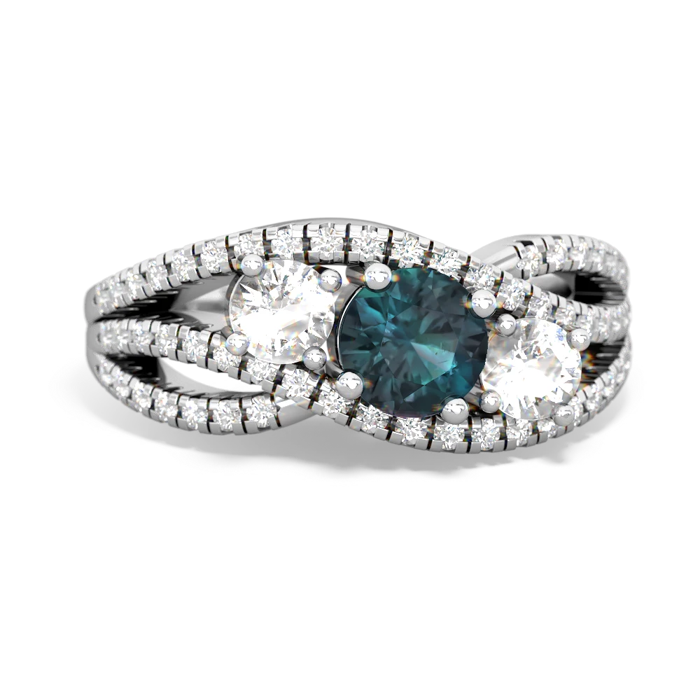 Alexandrite Three Stone Aurora 14K White Gold ring R3080