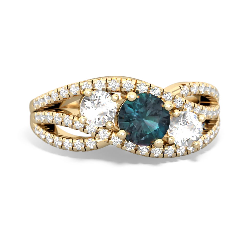 Alexandrite Three Stone Aurora 14K Yellow Gold ring R3080