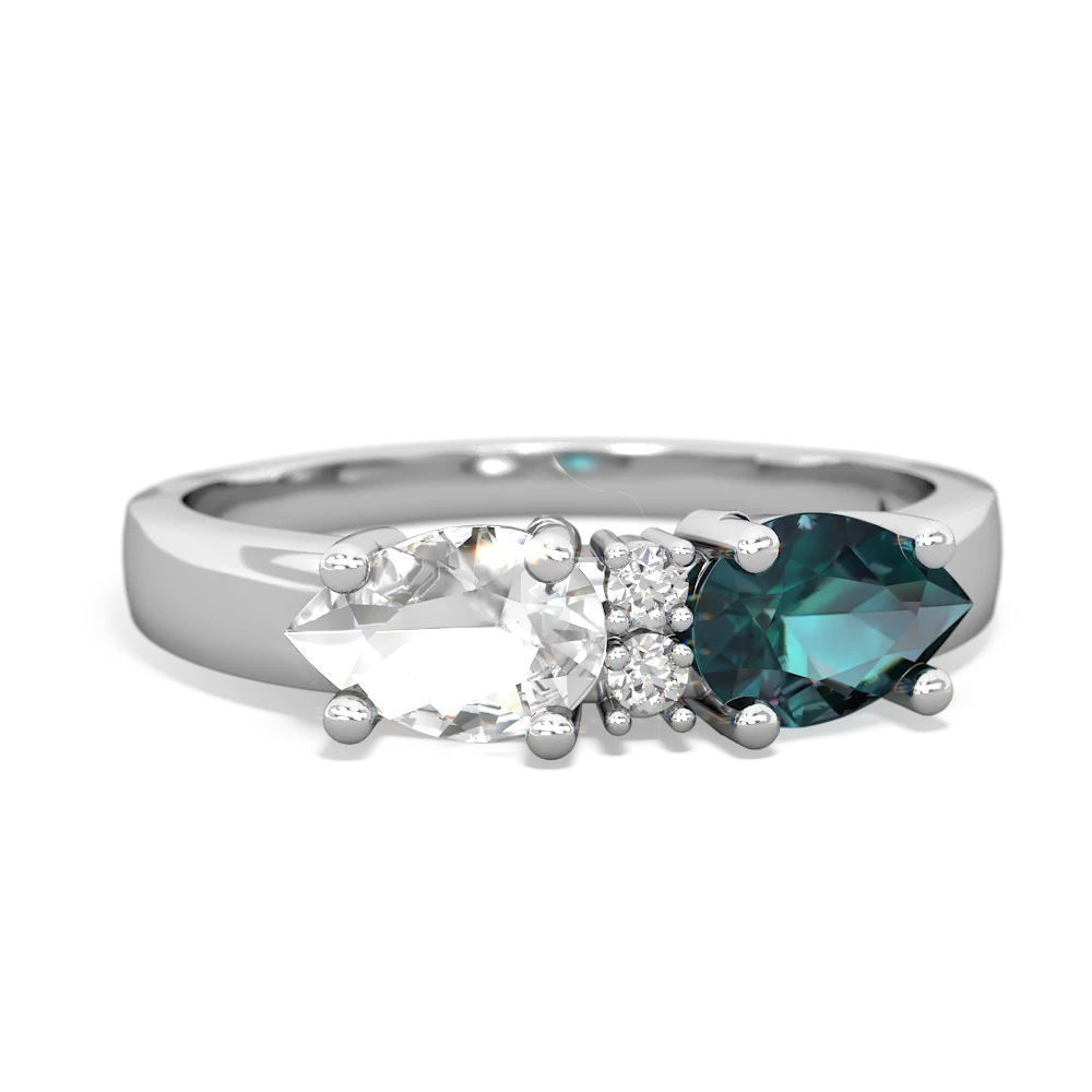 Alexandrite Pear Bowtie 14K White Gold ring R0865