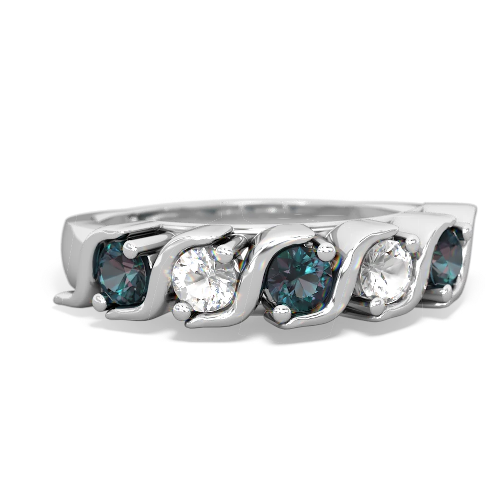 Alexandrite Anniversary Band 14K White Gold ring R2089