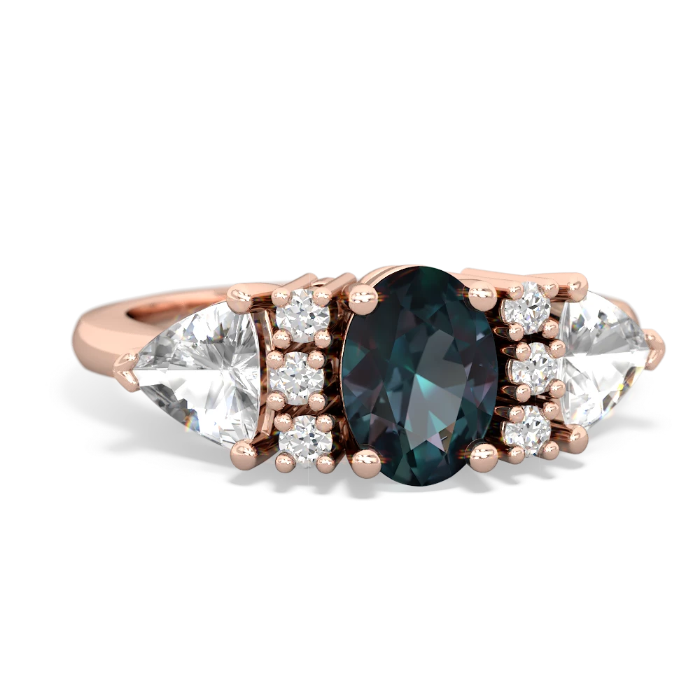 Alexandrite Antique Style Three Stone 14K Rose Gold ring R2186