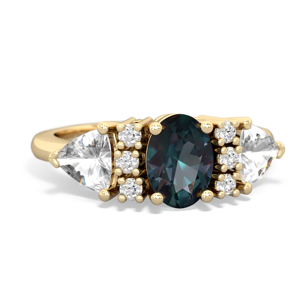 Alexandrite Antique Style Three Stone 14K Yellow Gold ring R2186