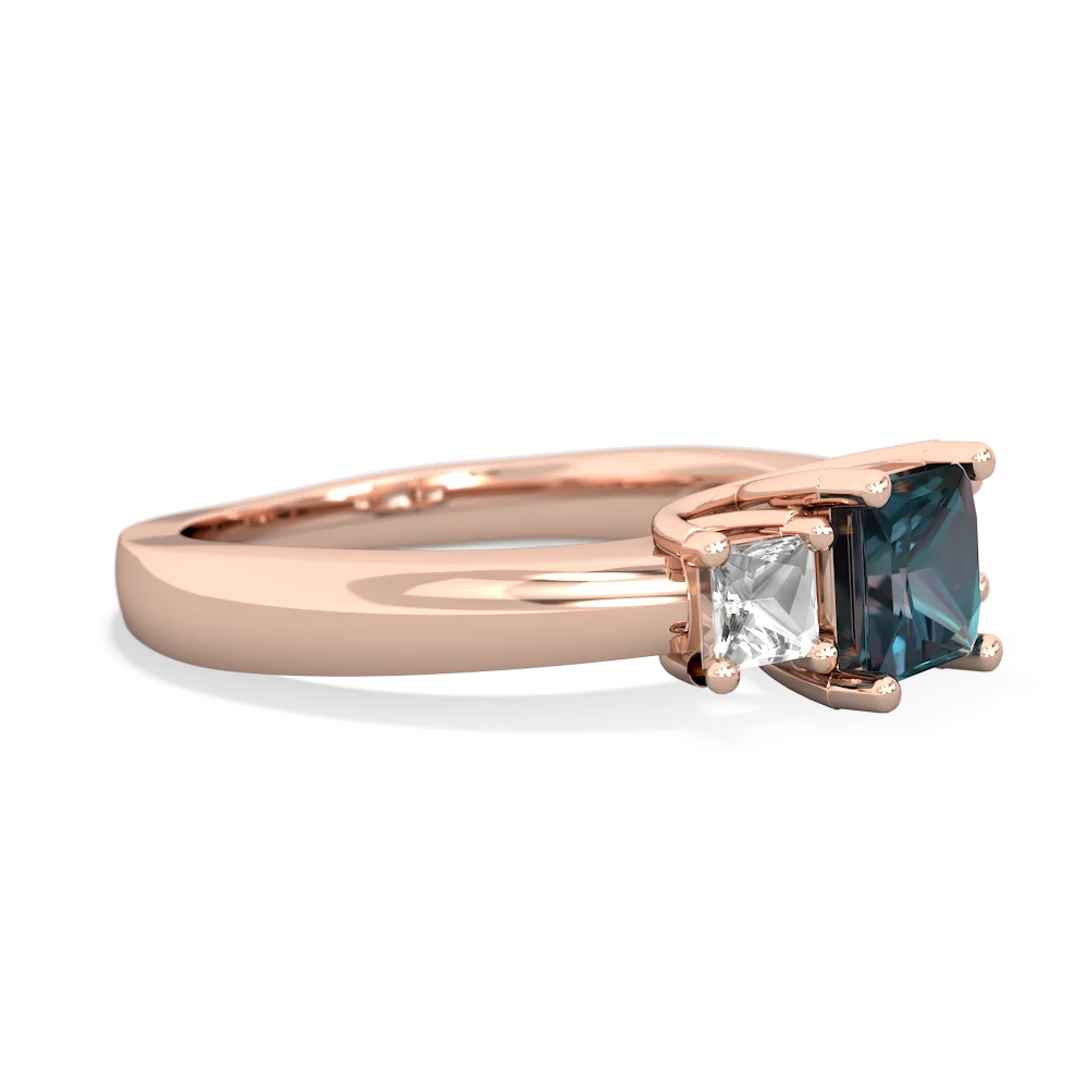 Alexandrite Three Stone Trellis 14K Rose Gold ring R4015