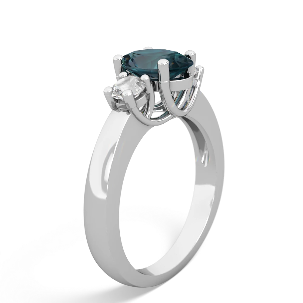 Alexandrite Three Stone Oval Trellis 14K White Gold ring R4024