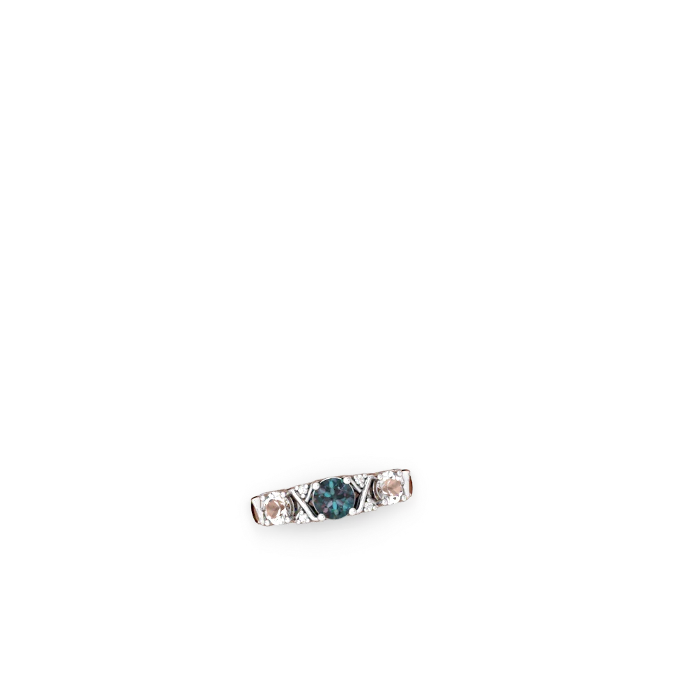 Alexandrite Hugs And Kisses 14K White Gold ring R5016