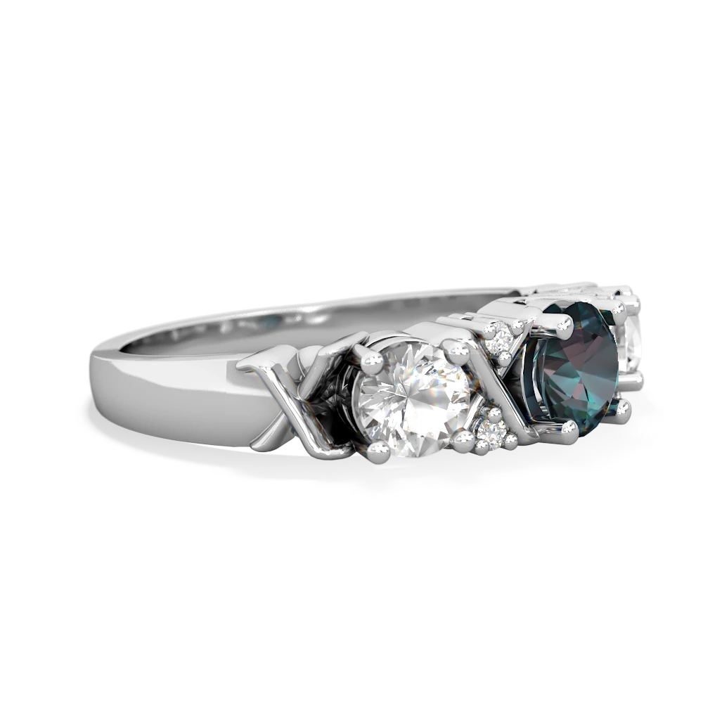 Alexandrite Hugs And Kisses 14K White Gold ring R5016