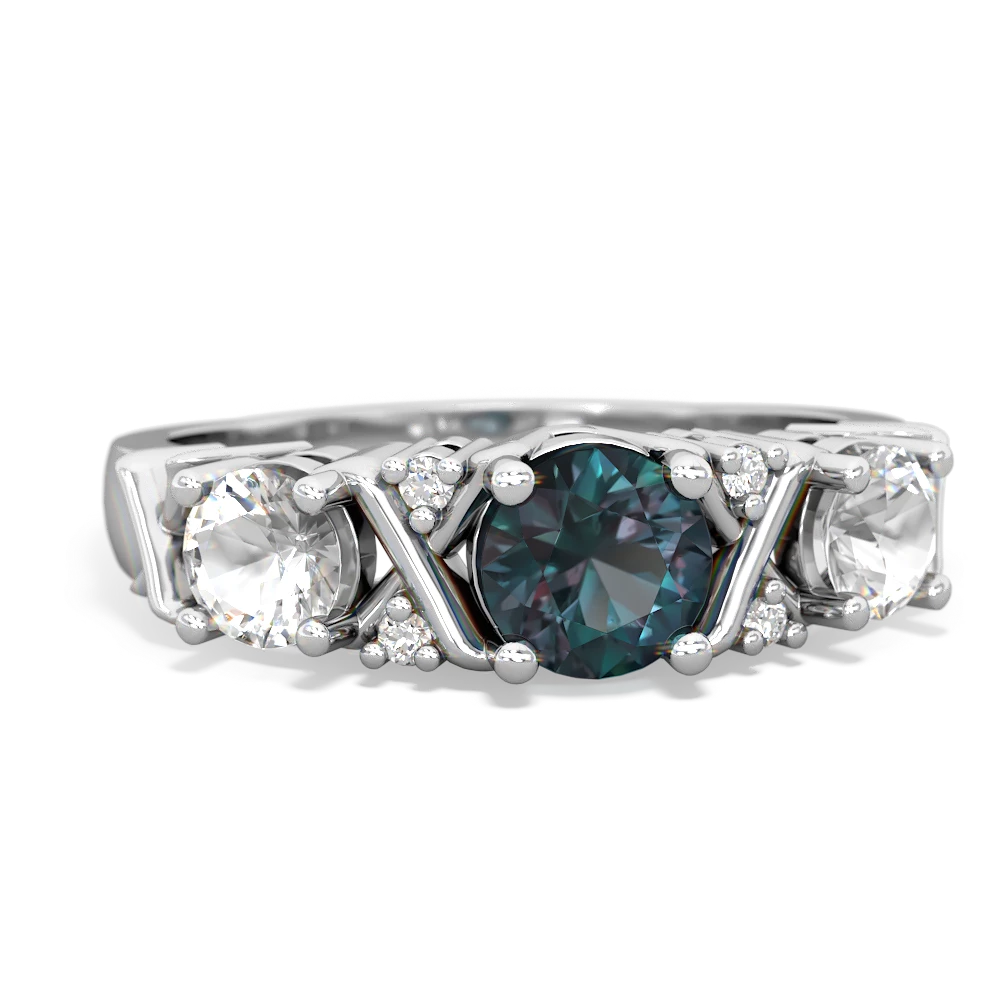 Alexandrite Hugs And Kisses 14K White Gold ring R5016