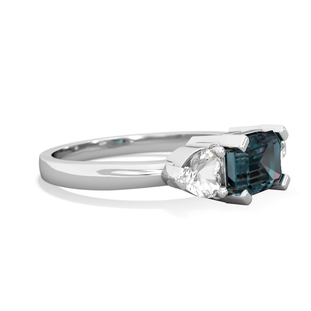 Alexandrite Three Stone 14K White Gold ring R5235