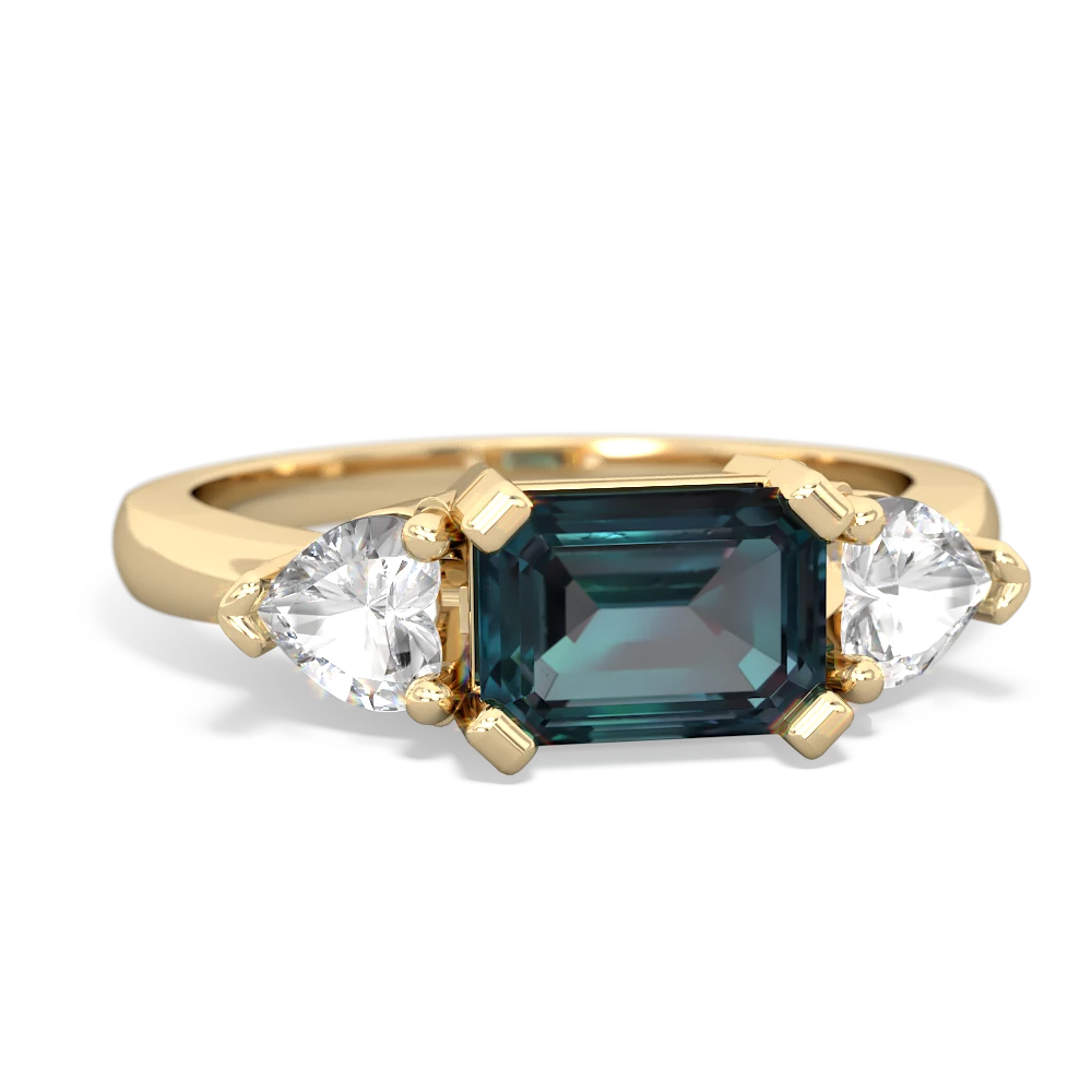 Alexandrite Three Stone 14K Yellow Gold ring R5235