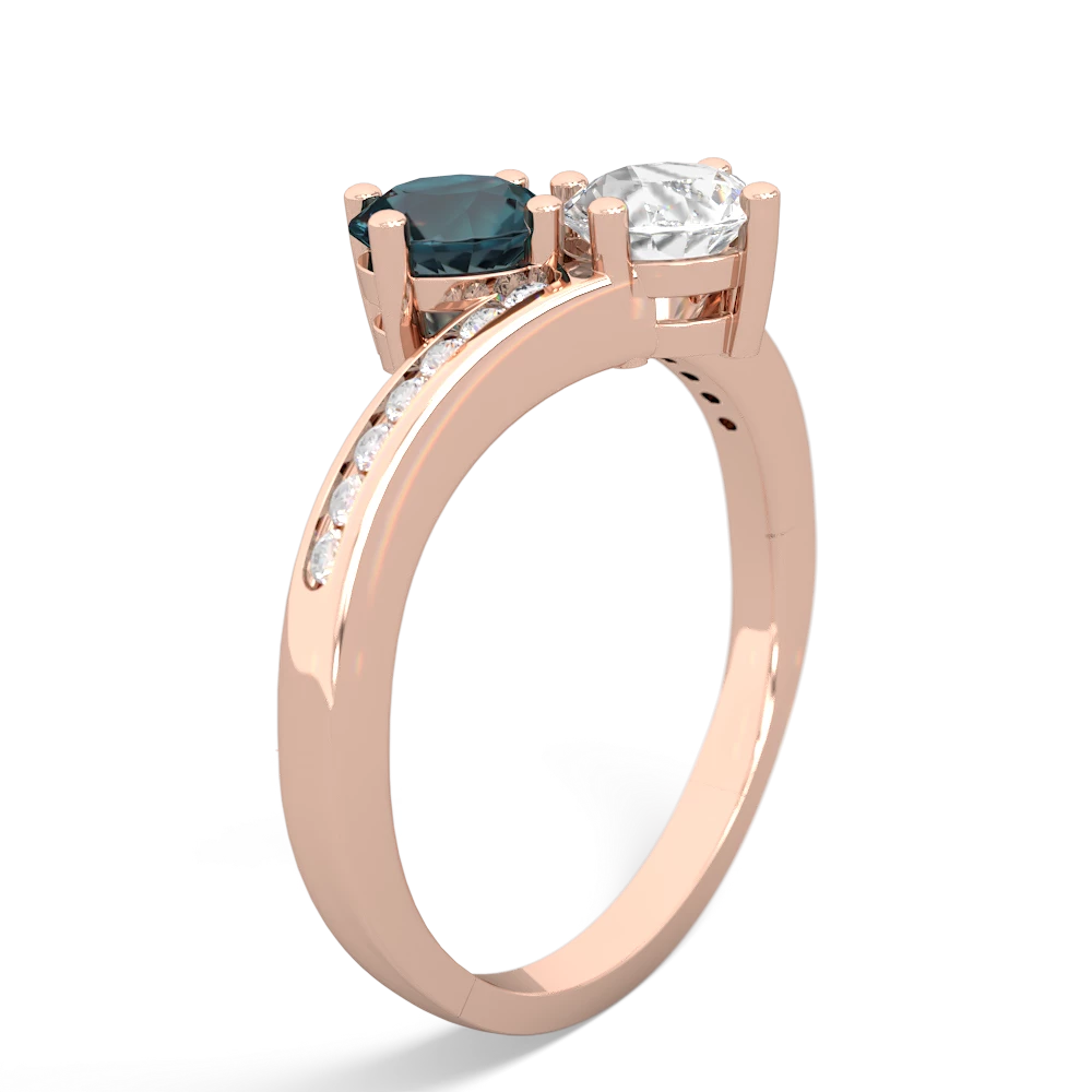 Alexandrite Channel Set Two Stone 14K Rose Gold ring R5303