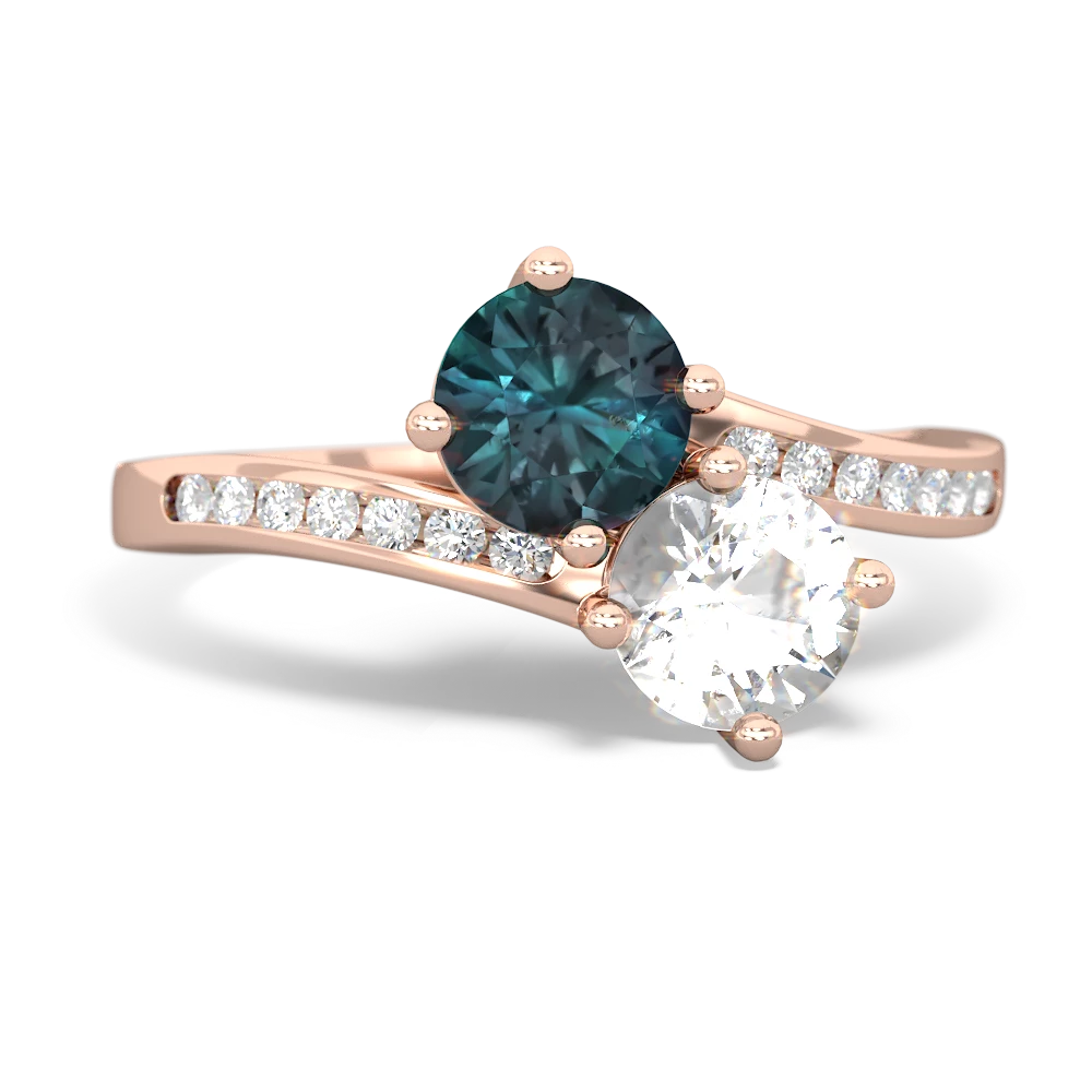 Alexandrite Channel Set Two Stone 14K Rose Gold ring R5303