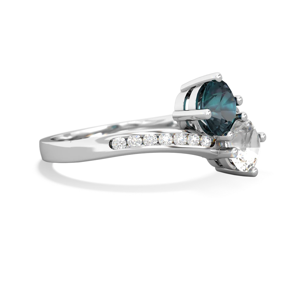 Alexandrite Channel Set Two Stone 14K White Gold ring R5303