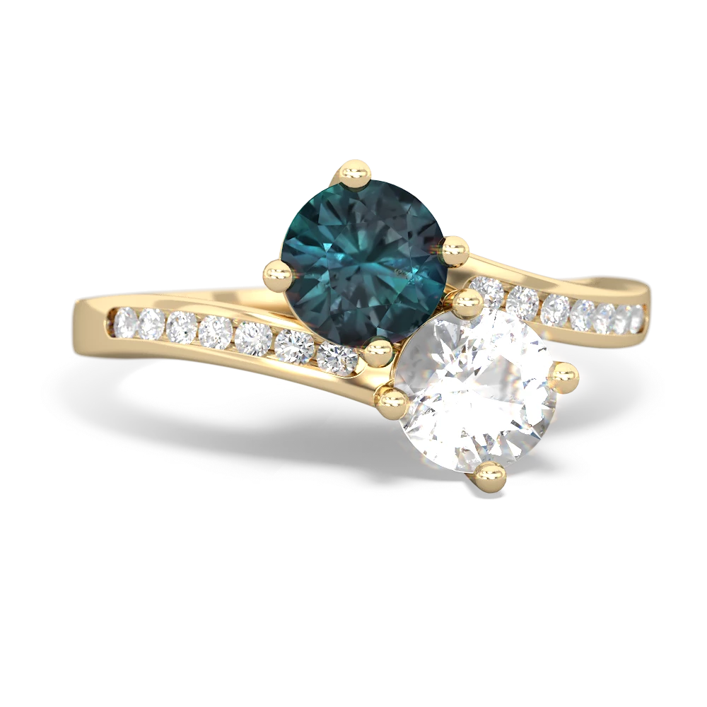 Alexandrite Channel Set Two Stone 14K Yellow Gold ring R5303