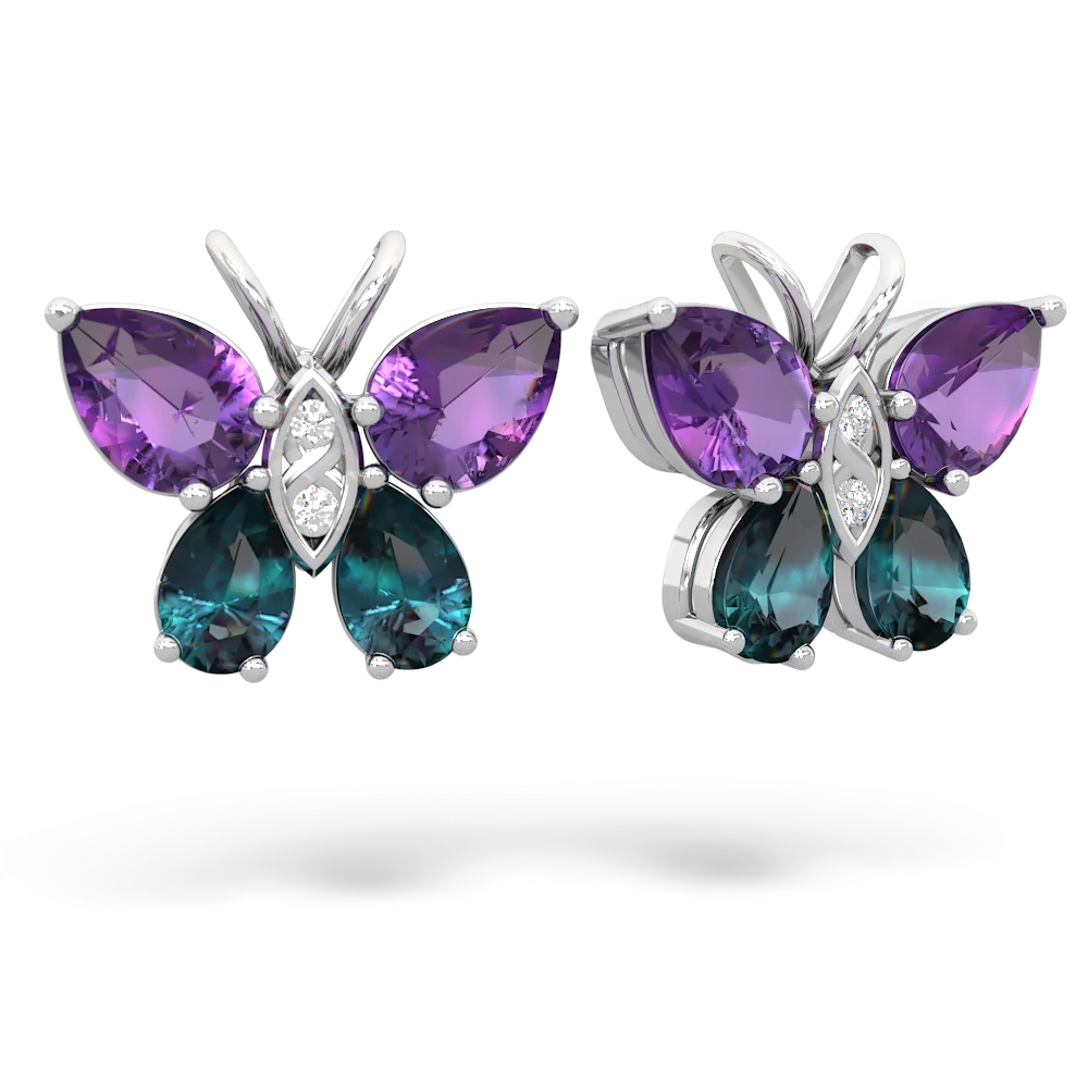 Amethyst Butterfly 14K White Gold earrings E2215