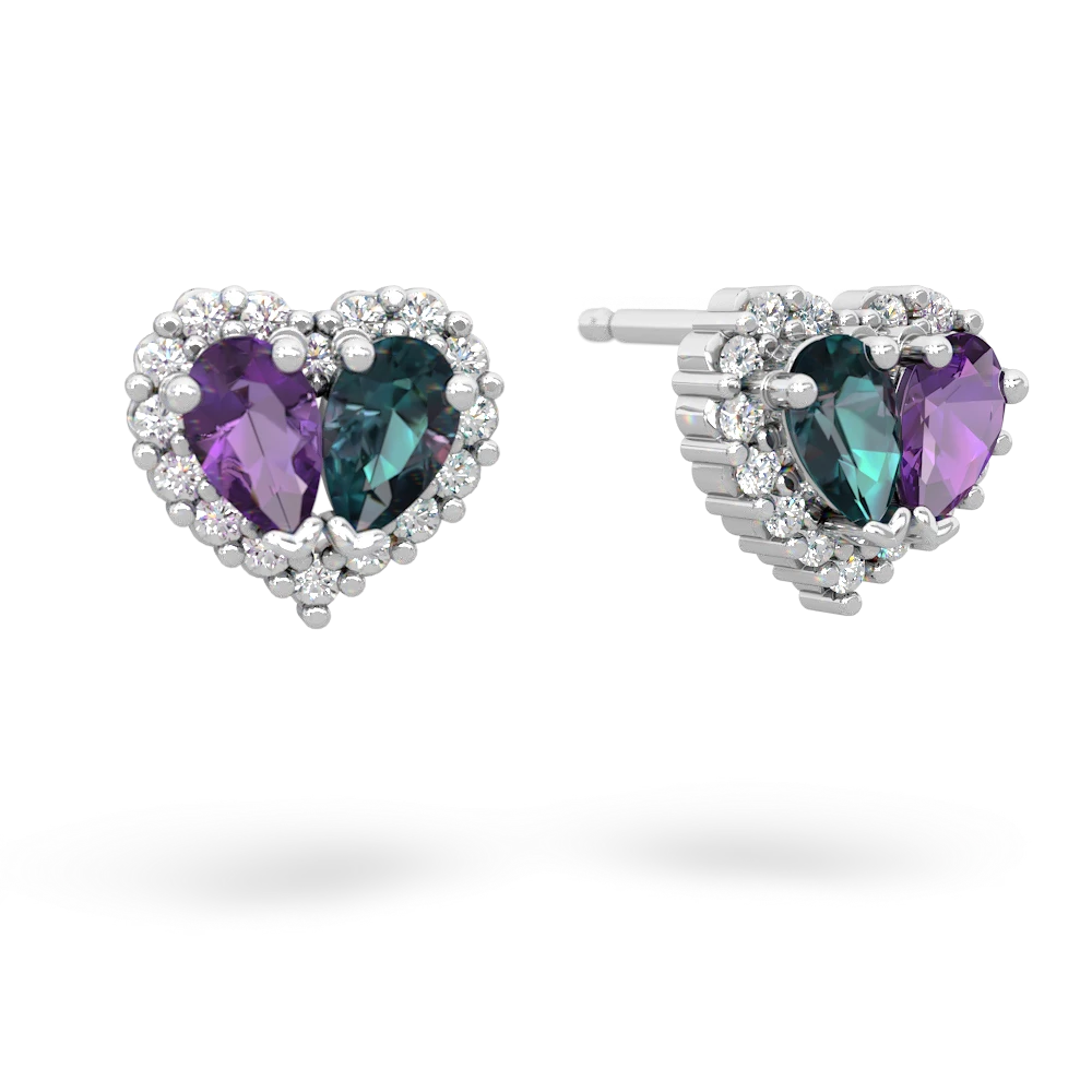 Amethyst Halo 14K White Gold earrings E7008
