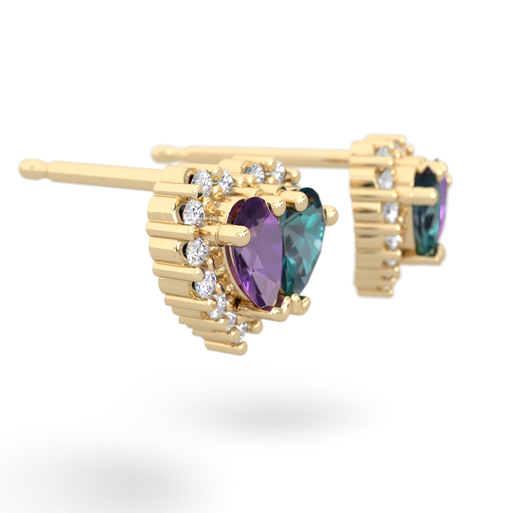Amethyst Halo 14K Yellow Gold earrings E7008