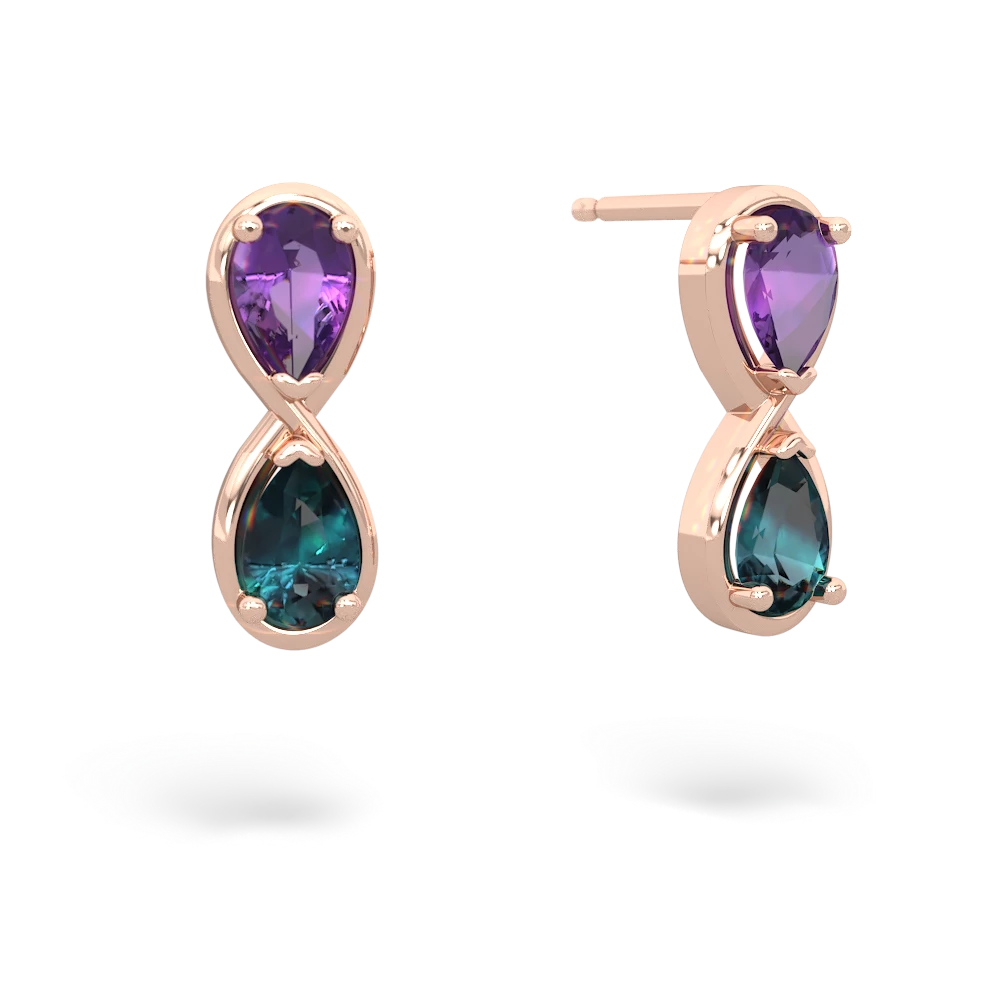 Amethyst Infinity 14K Rose Gold earrings E5050