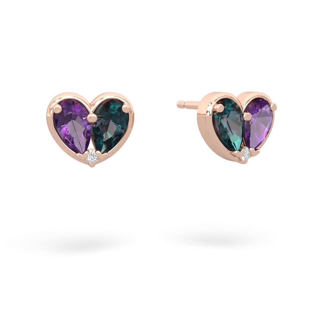 Amethyst 'Our Heart' 14K Rose Gold earrings E5072