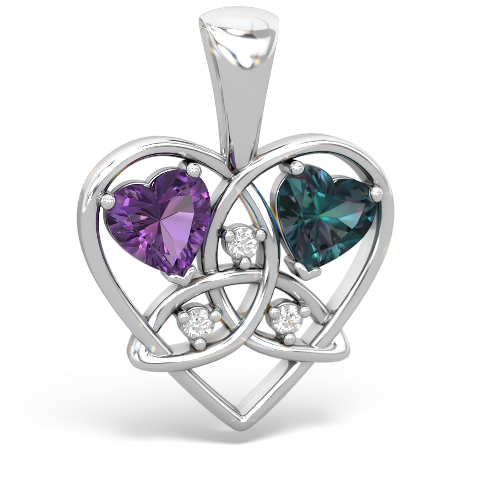 Amethyst Celtic Trinity Heart 14K White Gold pendant P5331