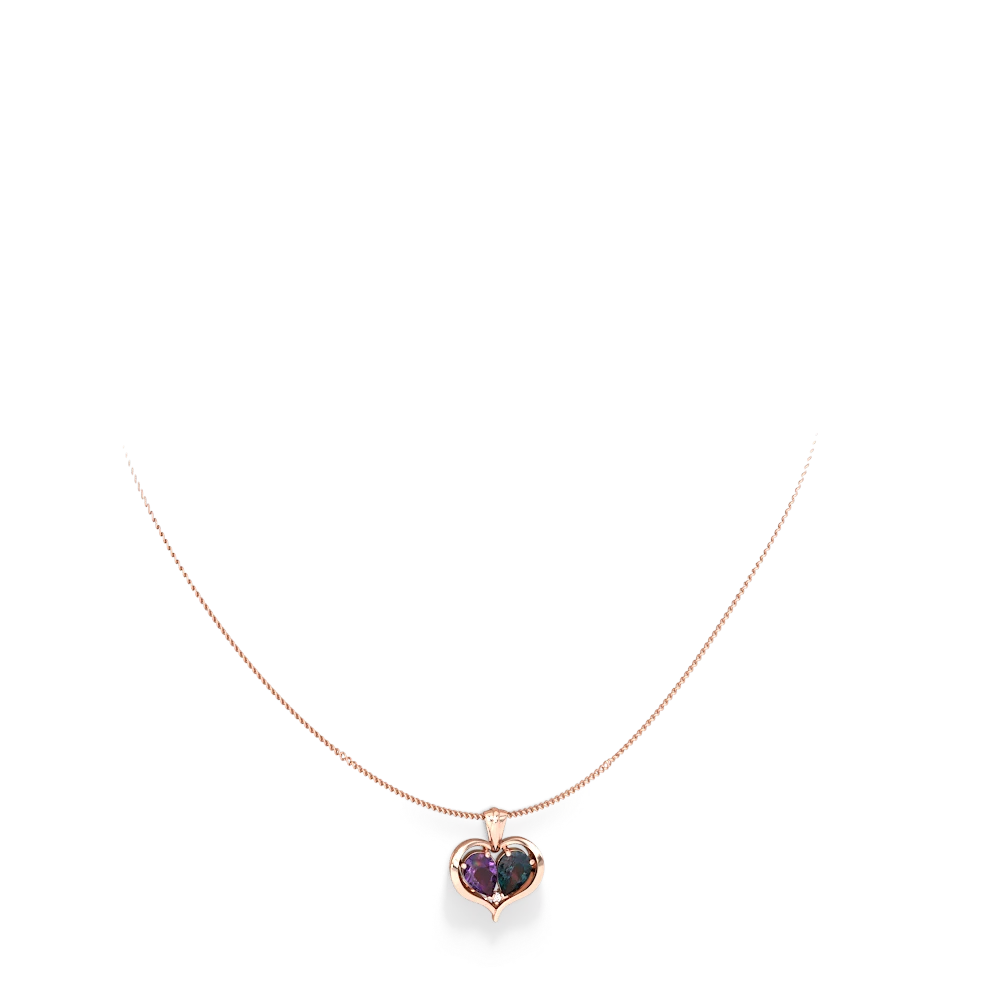 Amethyst Two Become One 14K Rose Gold pendant P5330