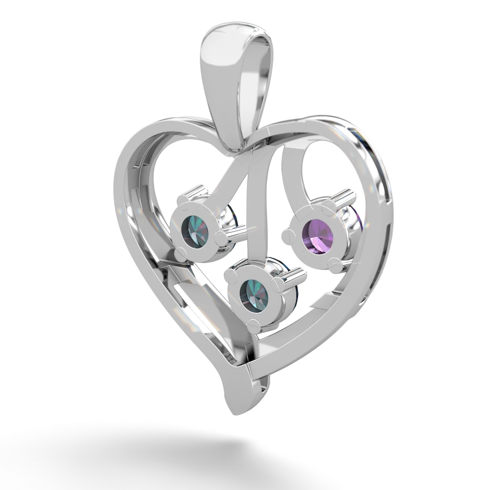 Amethyst Glowing Heart 14K White Gold pendant P2233