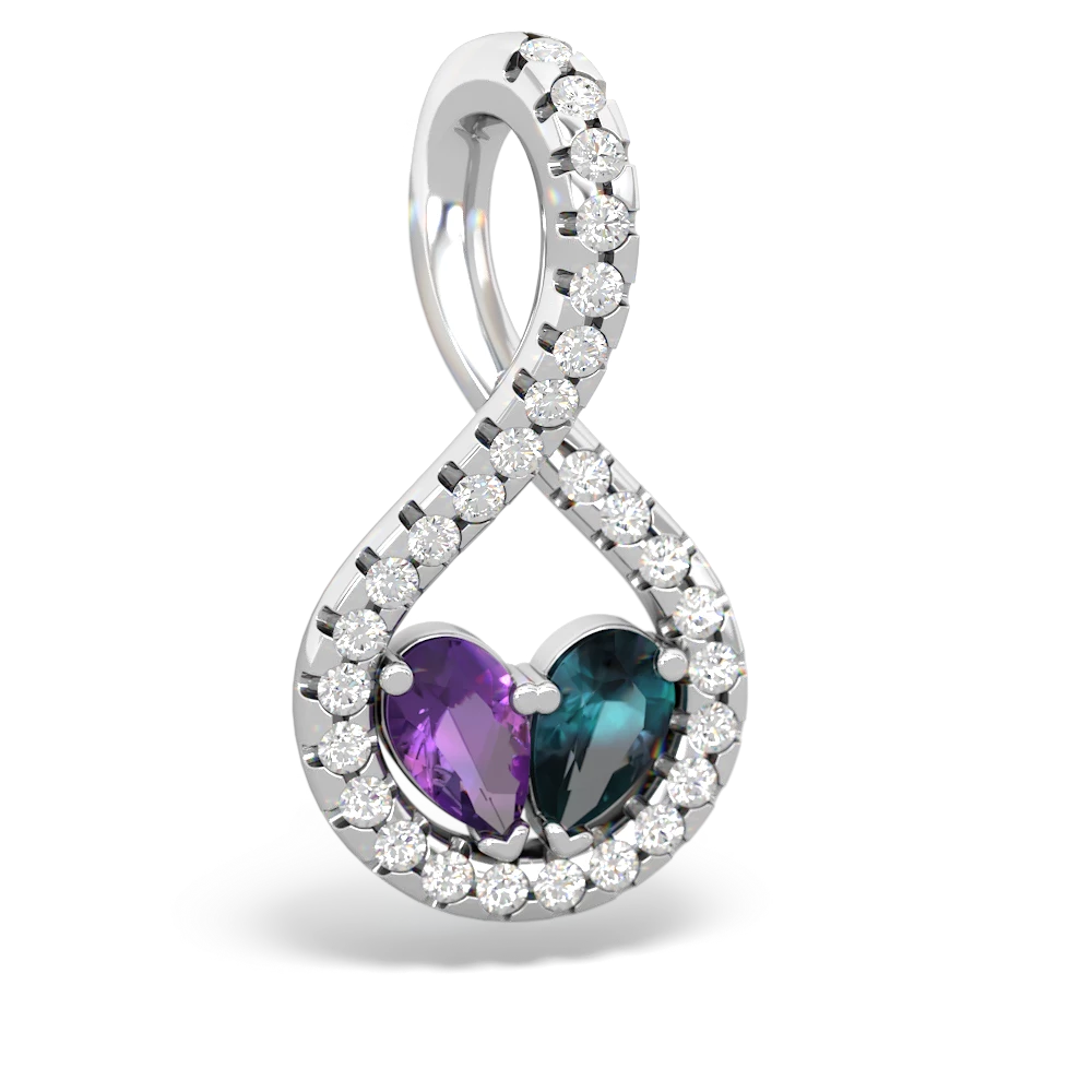 Amethyst Pave Twist 'One Heart' 14K White Gold pendant P5360