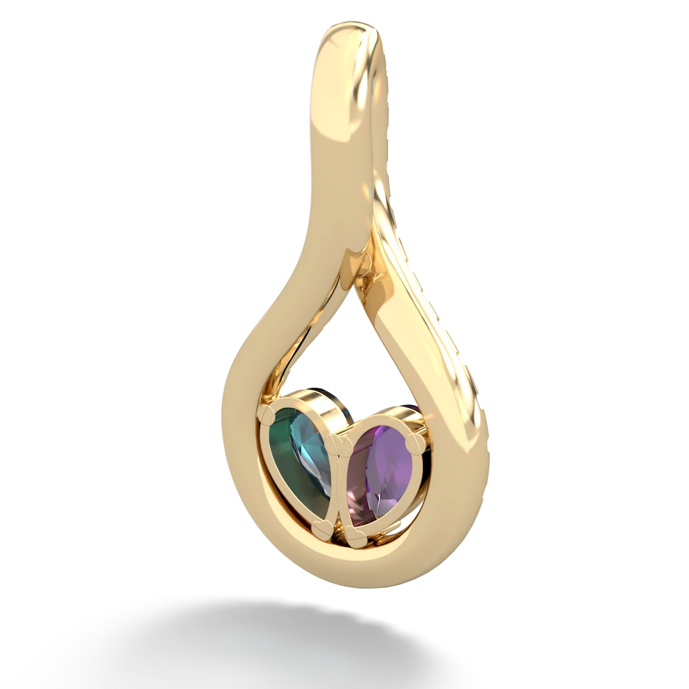 Amethyst Pave Twist 'One Heart' 14K Yellow Gold pendant P5360