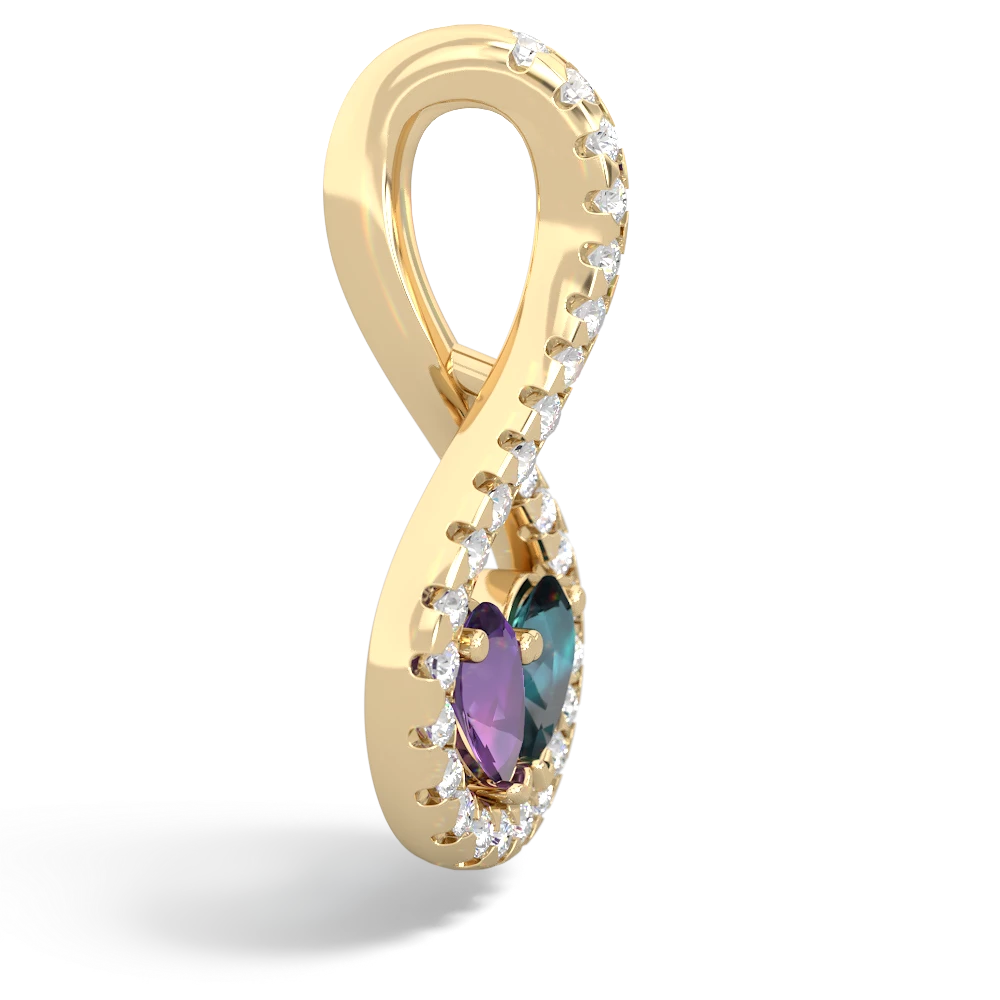 Amethyst Pave Twist 'One Heart' 14K Yellow Gold pendant P5360