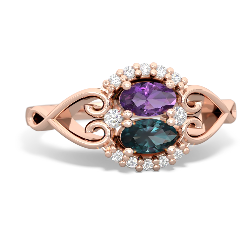 Amethyst Love Nest 14K Rose Gold ring R5860