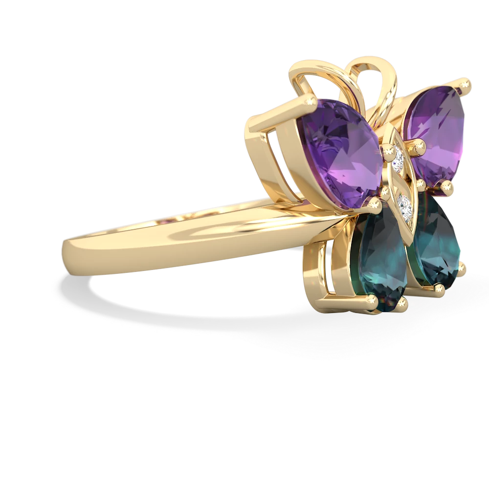 Amethyst Butterfly 14K Yellow Gold ring R2215