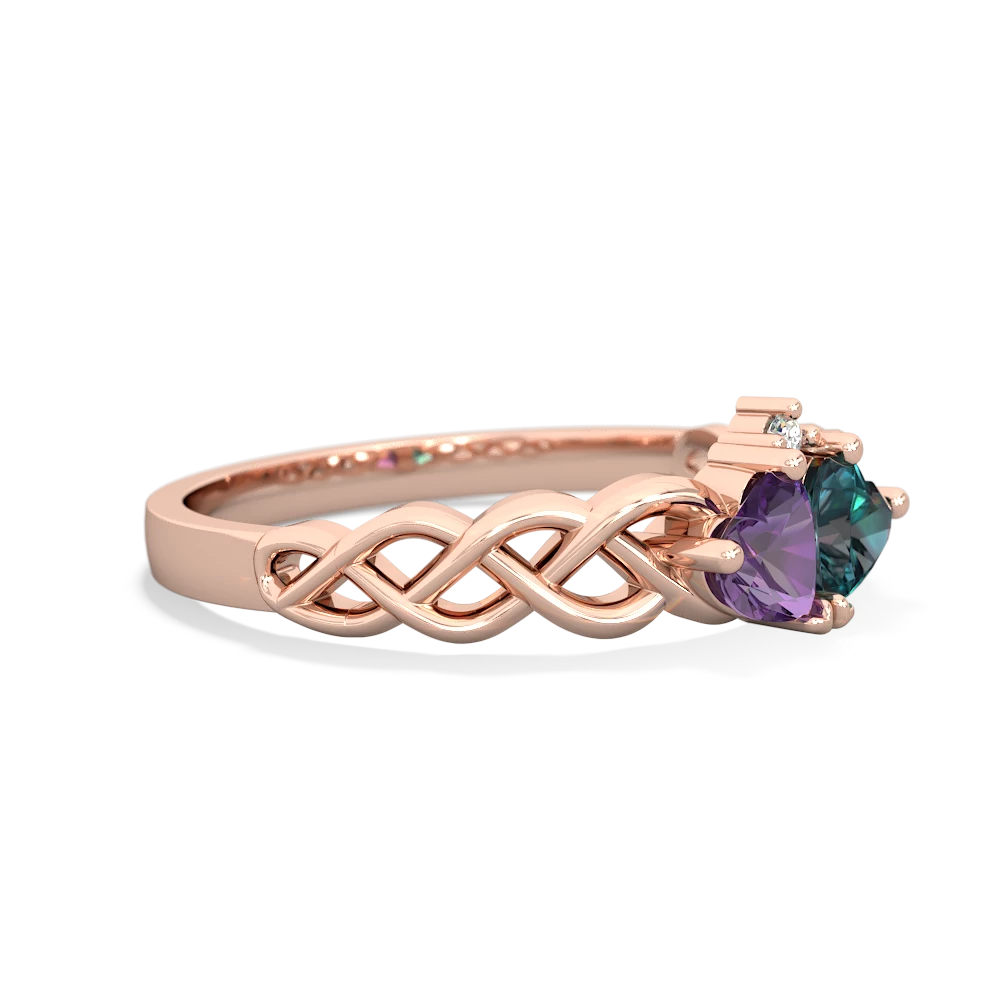 Amethyst Heart To Heart Braid 14K Rose Gold ring R5870