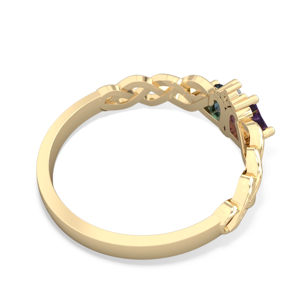 Amethyst Heart To Heart Braid 14K Yellow Gold ring R5870